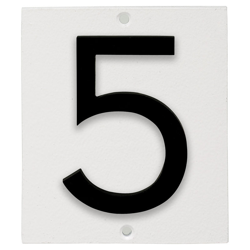 Floating 1-Line Wall Address Plaque, White, Black, Yes