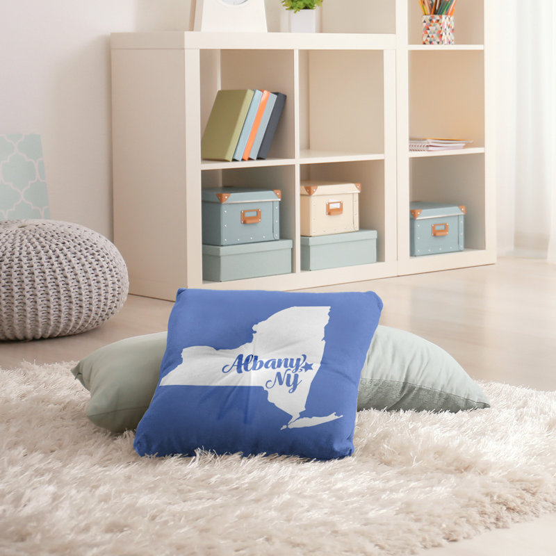 Coussin de plancher touffeté, 26 po x 26 po, Bleu, Rochester