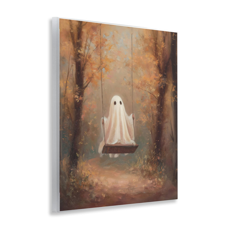 Eerie Swinging Ghost Wall Plaque, design by Arlington Prints
