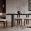 Table de salle à manger simple en bois massif rétro et chaise-109476691