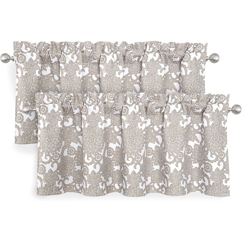 Cantonnière florale sur mesure 52 po, Beige