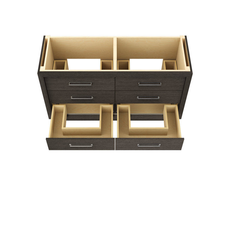 Meuble-lavabo à double tiroir Avalon, Gris délavé, Chrome poli, 60"