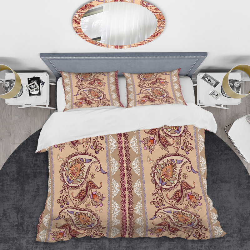 Ensemble de housse de couette en microfibre brun / crème 3 pièces