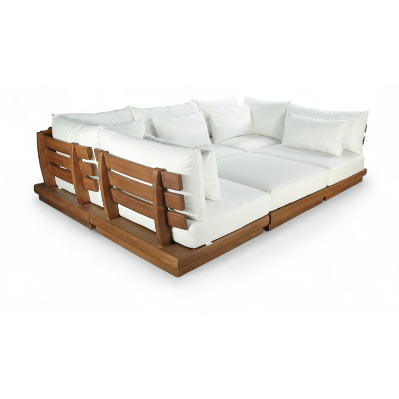 Ivry Water Resistant Fabric Upholstered Outdoor Patio Modular Sectional, White
