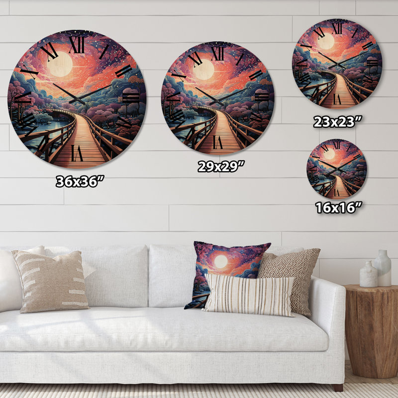 Horloge murale en bois massif Margreta, Petit