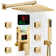 12" LCD Display 3-Function Wall Mounted Pressure Balanced Luxury Shower System with 6 Body Jets