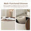 Caysey 30.1" W Upholstered Round Storage Ottoman with Wooden Tray-1132877470
