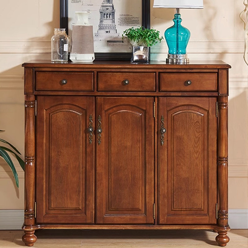 Brown Solid Wood Shoe Storage Bench