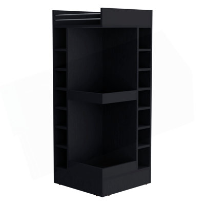 Lamer Corner Bar Cabinet With Wine Rack And Open Shelf