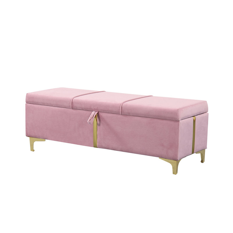Zeger Upholstered Storage Bench, Pink