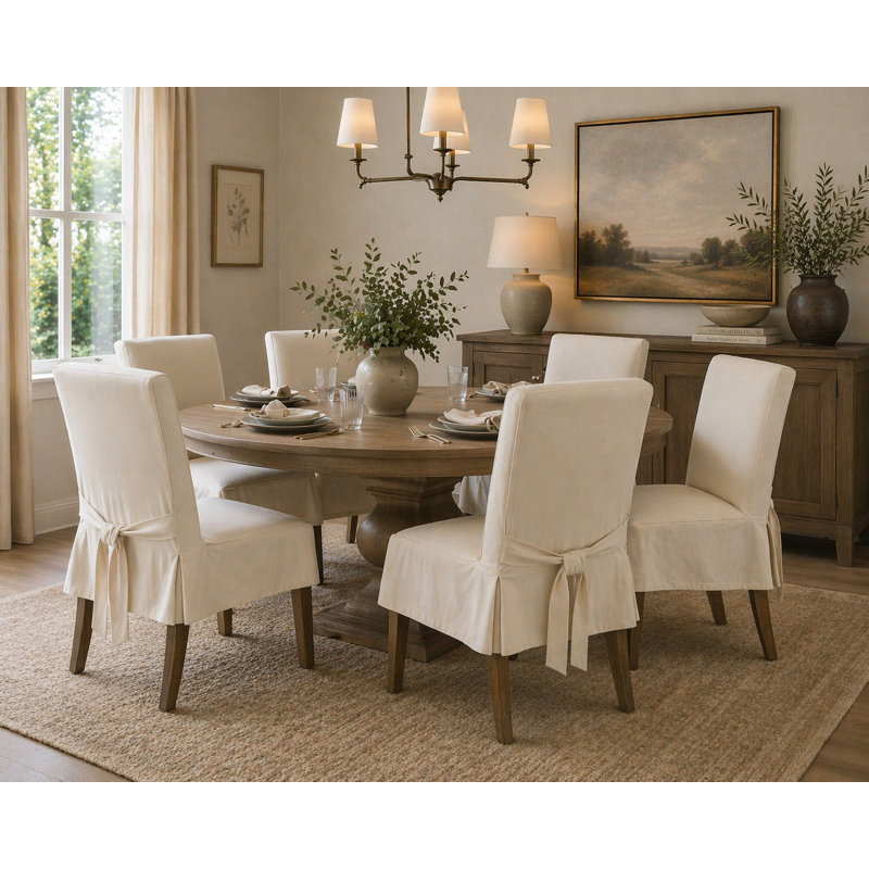Housse pour chaise de salle à manger en coton, Coton vert