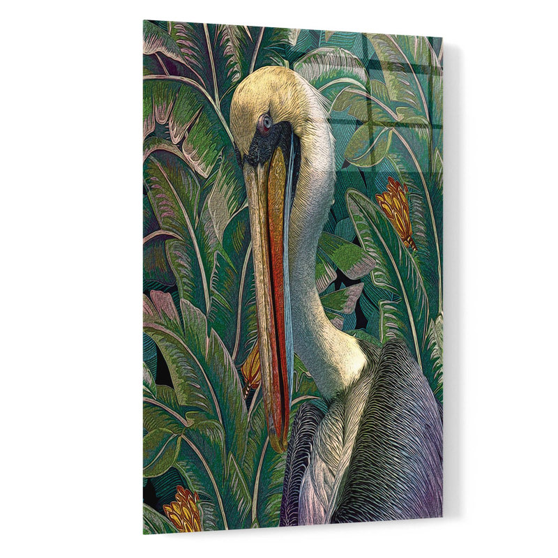 «Primal Pelicana» par Steve Hunziker, art mural en verre acrylique, H 24 po x l 16 po x P 0,2 po