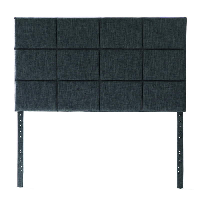 Upholstered Adjustable Height 47.51" - 59.45" Modern Headoard with Rectagle Tufting, Charcoal, King, Dark Gray, King