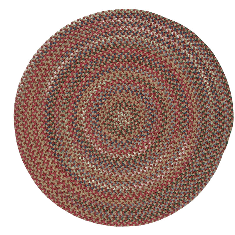 Tapis décoratif rouge tressé doliya, Rond 4 pi