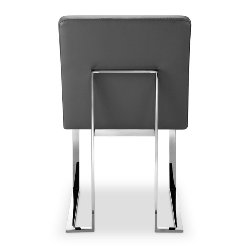 Poulin 19.2'' H Faux Leather Upholstered Side Chair, Gray, Silver