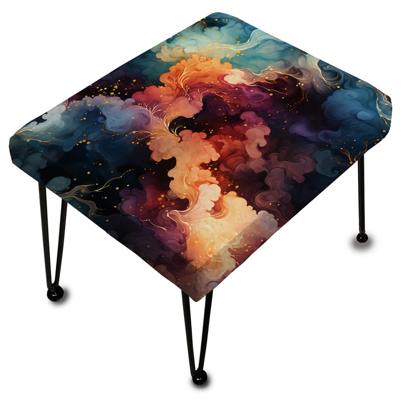 Blue And Purple Cosmic Voyage Marble Pattern - Marble Rectangle Ottoman