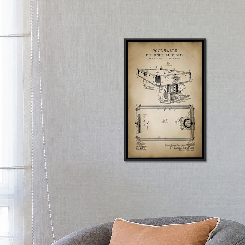 Billard IV - Impression sur toile, H 26 po x l 18 po x P 1,5 po, Toile avec cadre noir