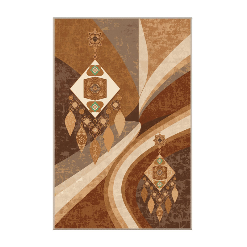 Tapis brun moelleux moelleux et moderne au look rustique moderne, 3 x 5