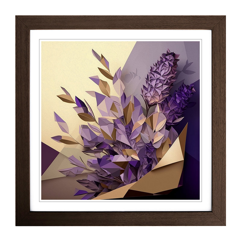 Lavender Flower Cubism - Framed Print, Walnut Framed