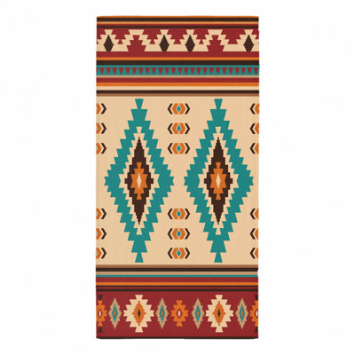 1 serviette de plage de style bohémien à motif de diamant, pour l'extérieur, la natation, les voyages et le camping, unisexe, motif géométrique bohème