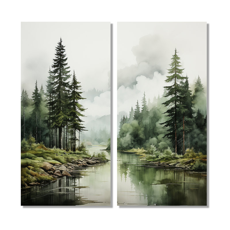 Pine Tree Silent Wilderness - Tree Pine Wall Art, 40" H x 40" W, Wrapped Canvas, Does Not Apply