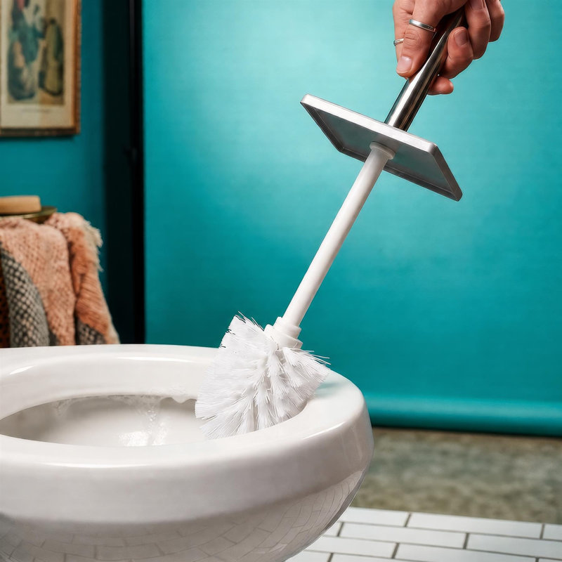 Harbour Housewares Square Toilet Brush and Holder, Grey