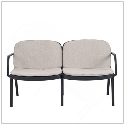 Luna Outdoor Patio PP Loveseat, Durable And Stylish With Weather-Resistant Frame And Comfortable Cushion