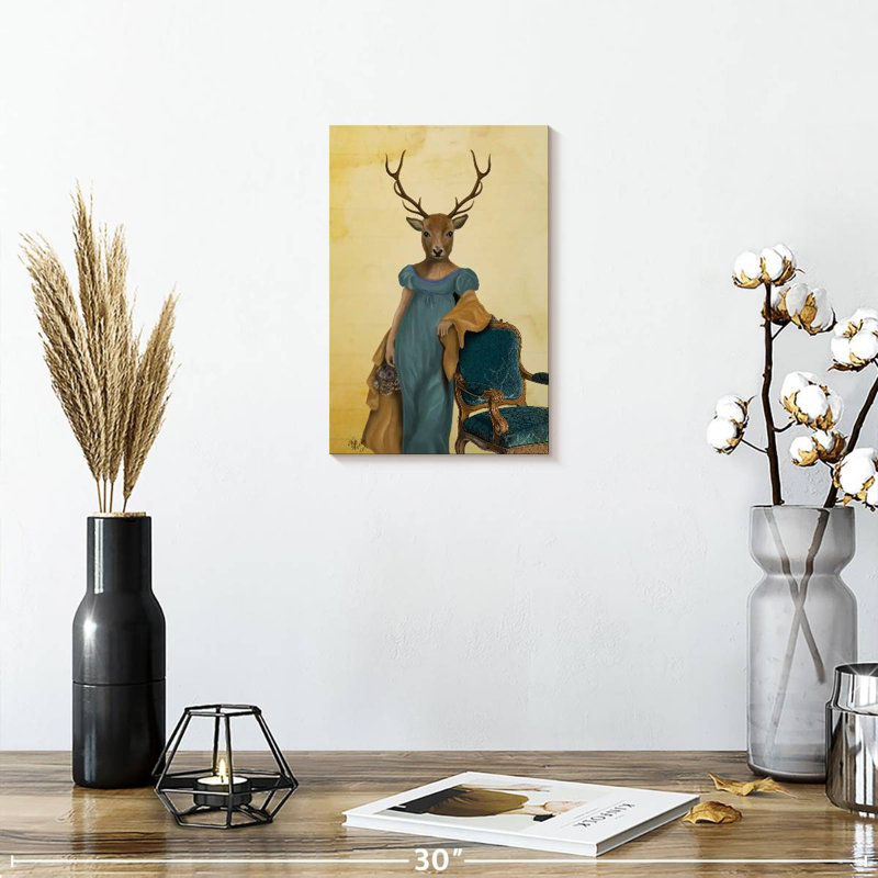 Brampt Deer In Blue Dress, 12" H x 8" W