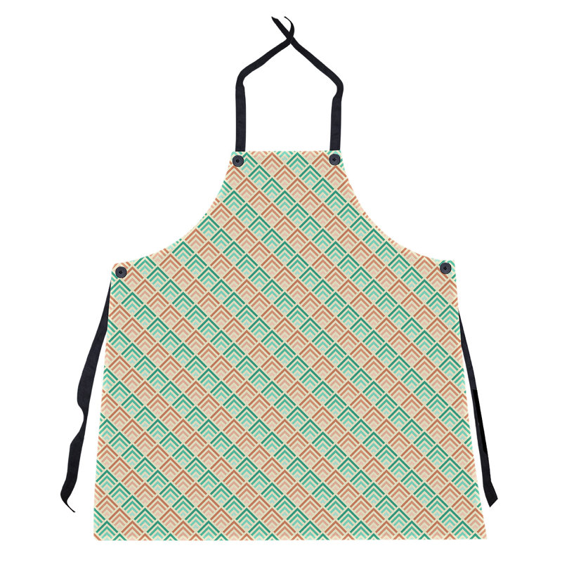 Tablier de motif géométrique classique, Vert / Orange