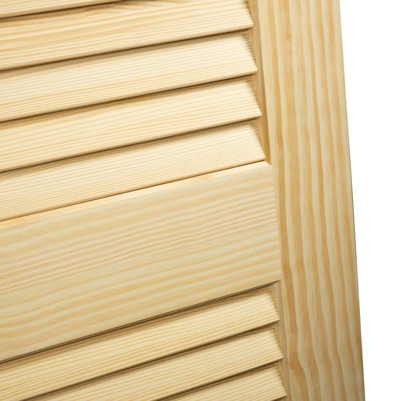Porte finie standard à persiennes en bois massif, 30 po x 80 po, Naturel