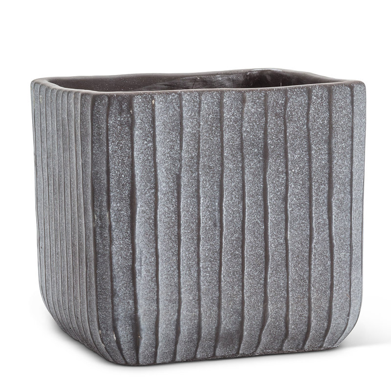 Planter Box, 6.5" H x 6.5" W x 6.5" D, Gray