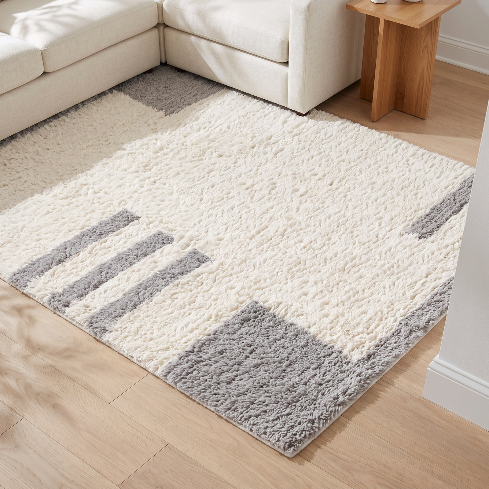 Beamer Gray Ivory Hand-Woven Flatweave Rug, Rectangle 5' x 8'