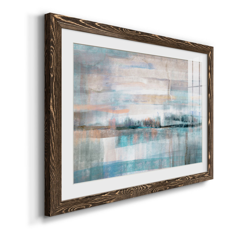 Pastel Valley - peinture encadrée, H 31 po x l 44 po x P 1 po, Encadré de bois de noyer