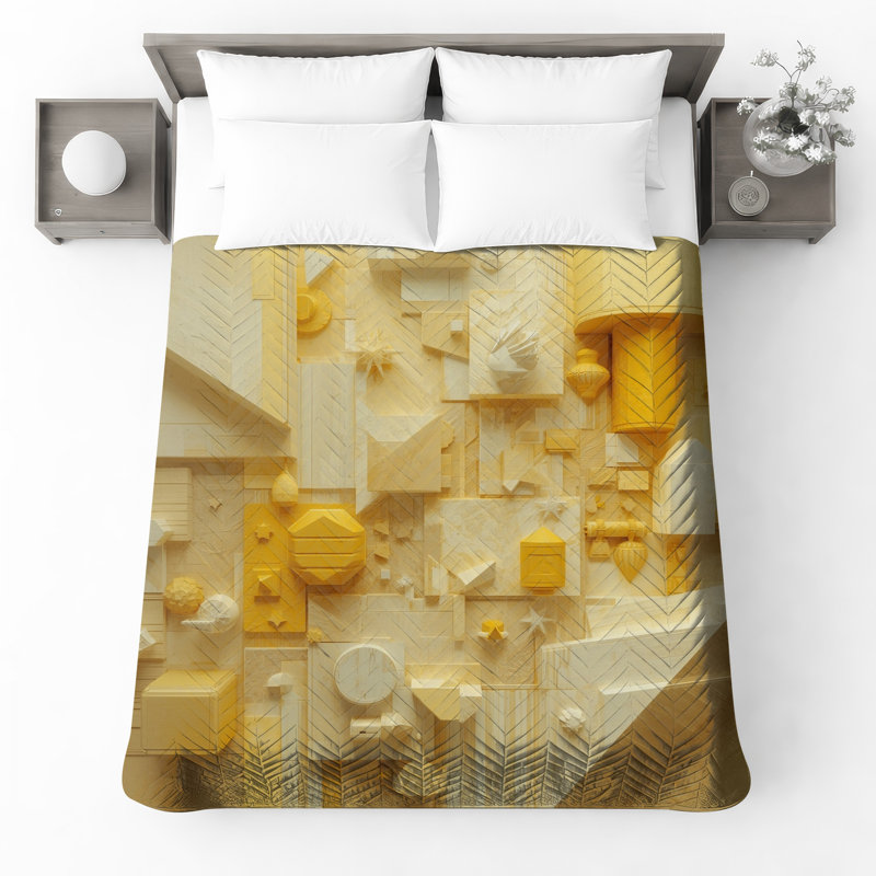 Couvre-lit matelassé à motif géométrique abstrait toutes tailles, Très grand lit