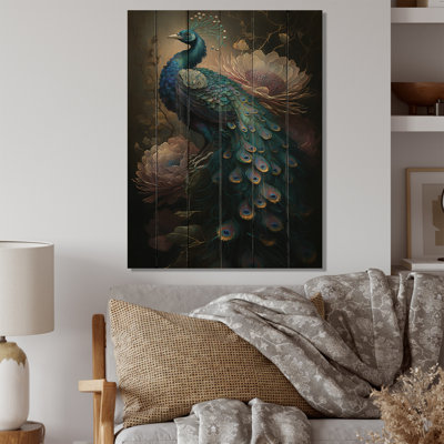 Irit " Peacock With Flowers " Color Photography Print