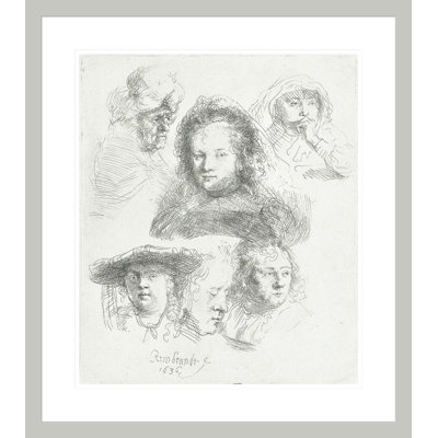 Études des têtes de Saskatche et d'autres femmes par Rembrandt van Rijn