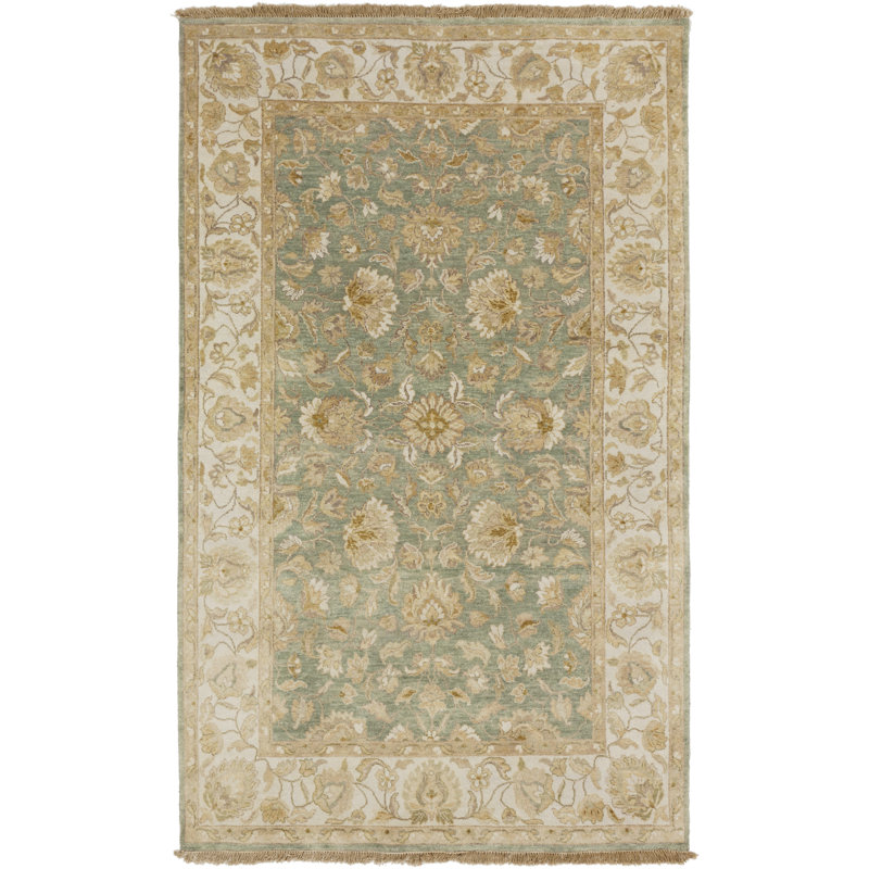 Hand-Knotted Blue Wool Oriental Area Rug 5' x 8'