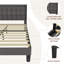 Linen fabric soft bed frame with USB charging port-2127216257-2127216256