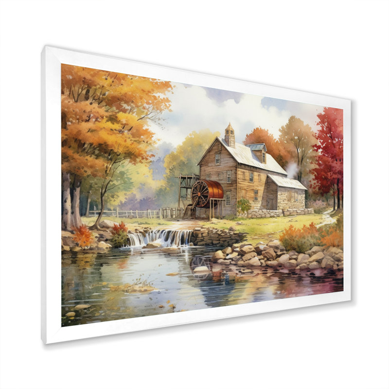 Ohio campagne charmante sur toile, Cadre simple blanc, H 30 po x l 40 po x P 1,5 po
