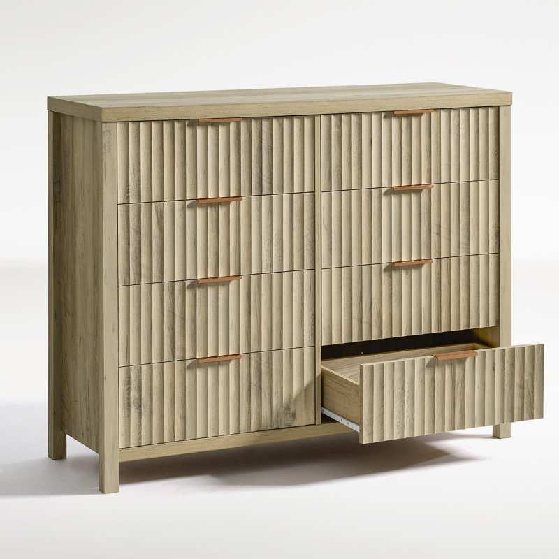 Commode 8 tiroirs Arrilla, Chêne sablé