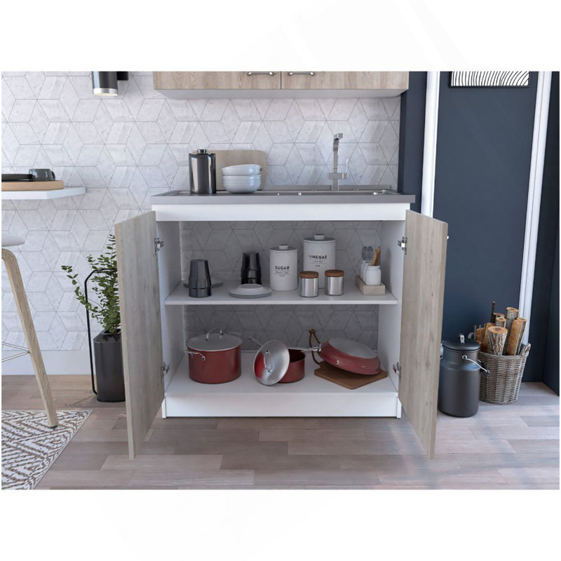 Évier utilitaire rectangulaire 2 portes et armoire Brookeline - blanc, Blanc