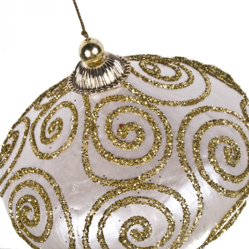 11cm Holiday Shaped Ornament, Ivory / Gold