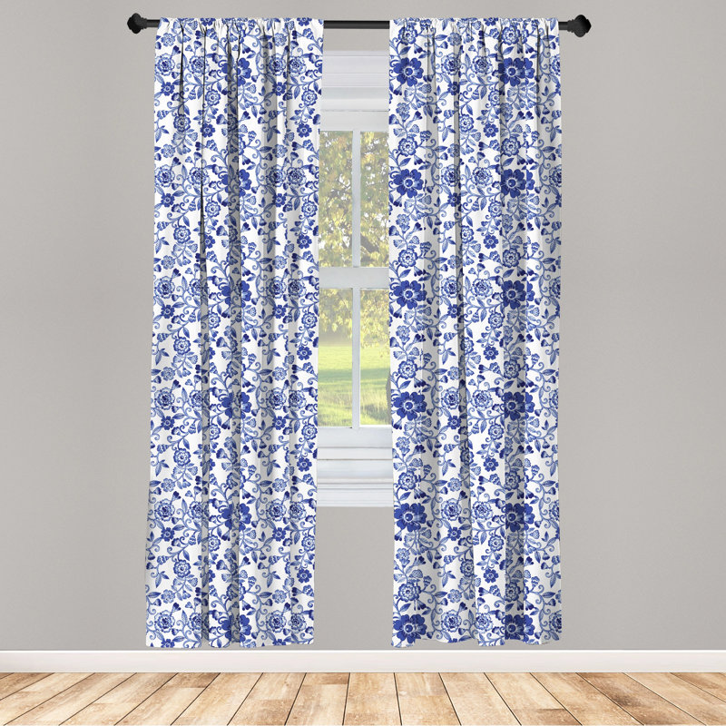 Watercolor Vibrant Floral Semi-Sheer Rod Pocket Curtain Panels, 28" x 95"