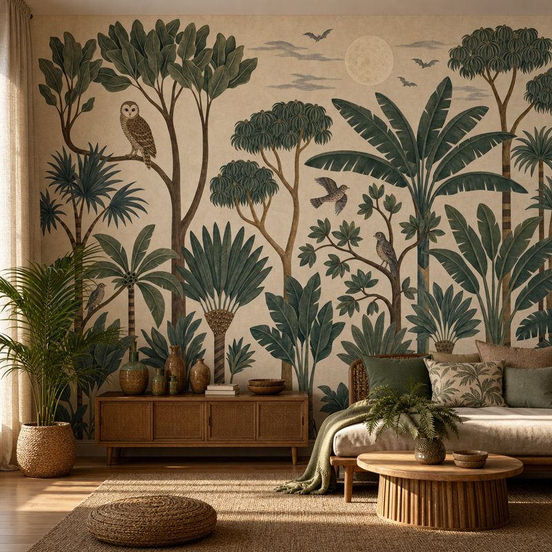 Papier peint jungle tropicale, botanique, Non-Woven Nonpasted, 160 po x 108 po