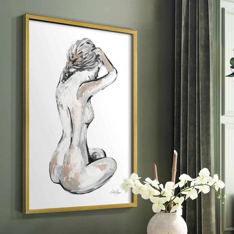 Solitary Nude Framed Print - Solid Wood, Gold Framed, 10" H x 8" W