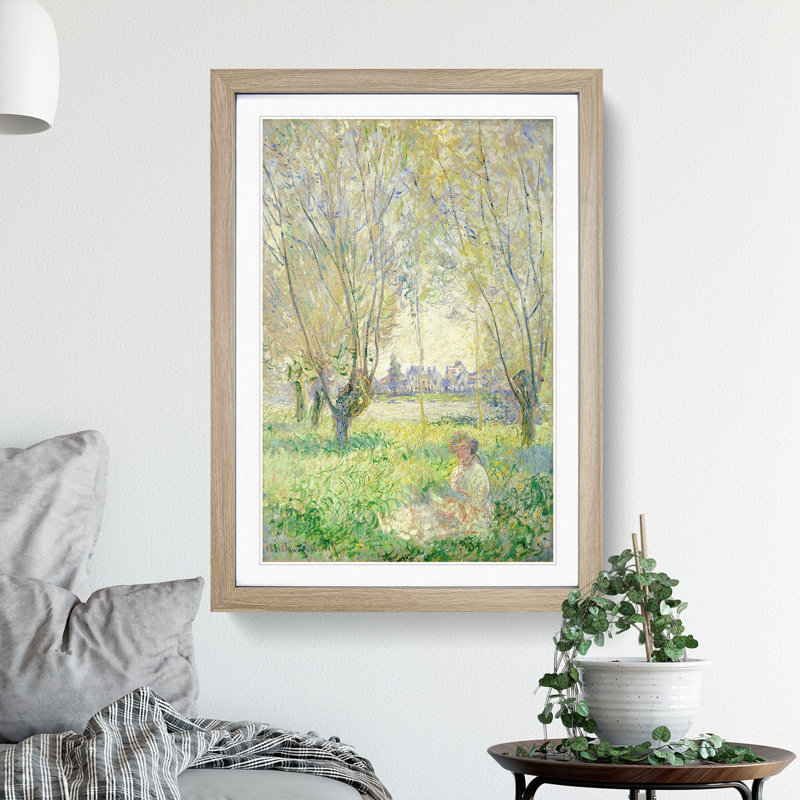 Woman Under the Willows by Claude Monet - Framed Print, 36cm H x 27cm W x 2cm D, Oak Framed