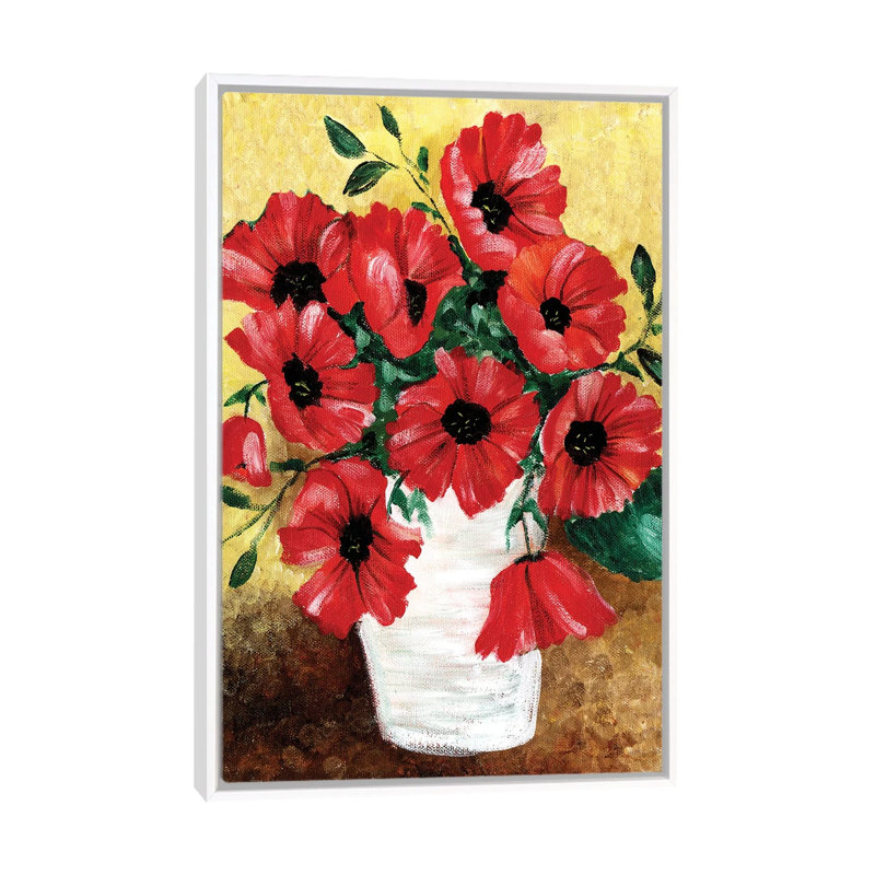 « Big Red Poppies » par Cheryl Bartolo-impression d’art graphique, Pas de tapis, H 26 po x l 18 po x 1,5 po