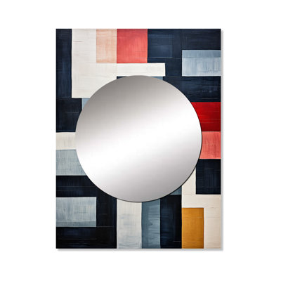 Palancar Indigo Illusion Abstract Shapes IV - Abstract Shapes Decorative Wall Mirror, Mirror, Printed Metal Art