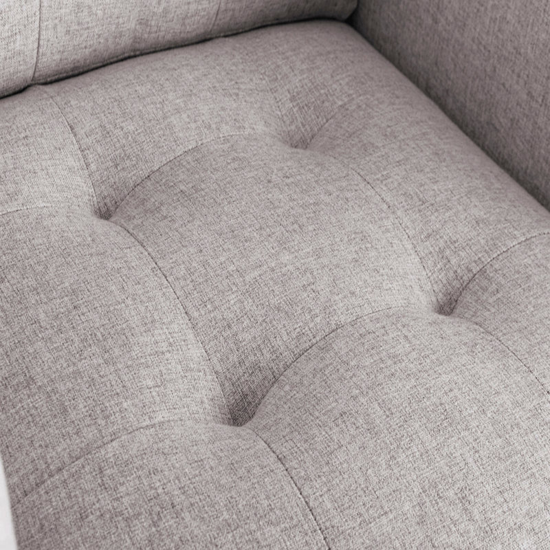 Fauteuil rembourré en tissu beige 33,5 po idéal pour les patios d'extérieur avec pieds en métal, poches latérales et coussin
