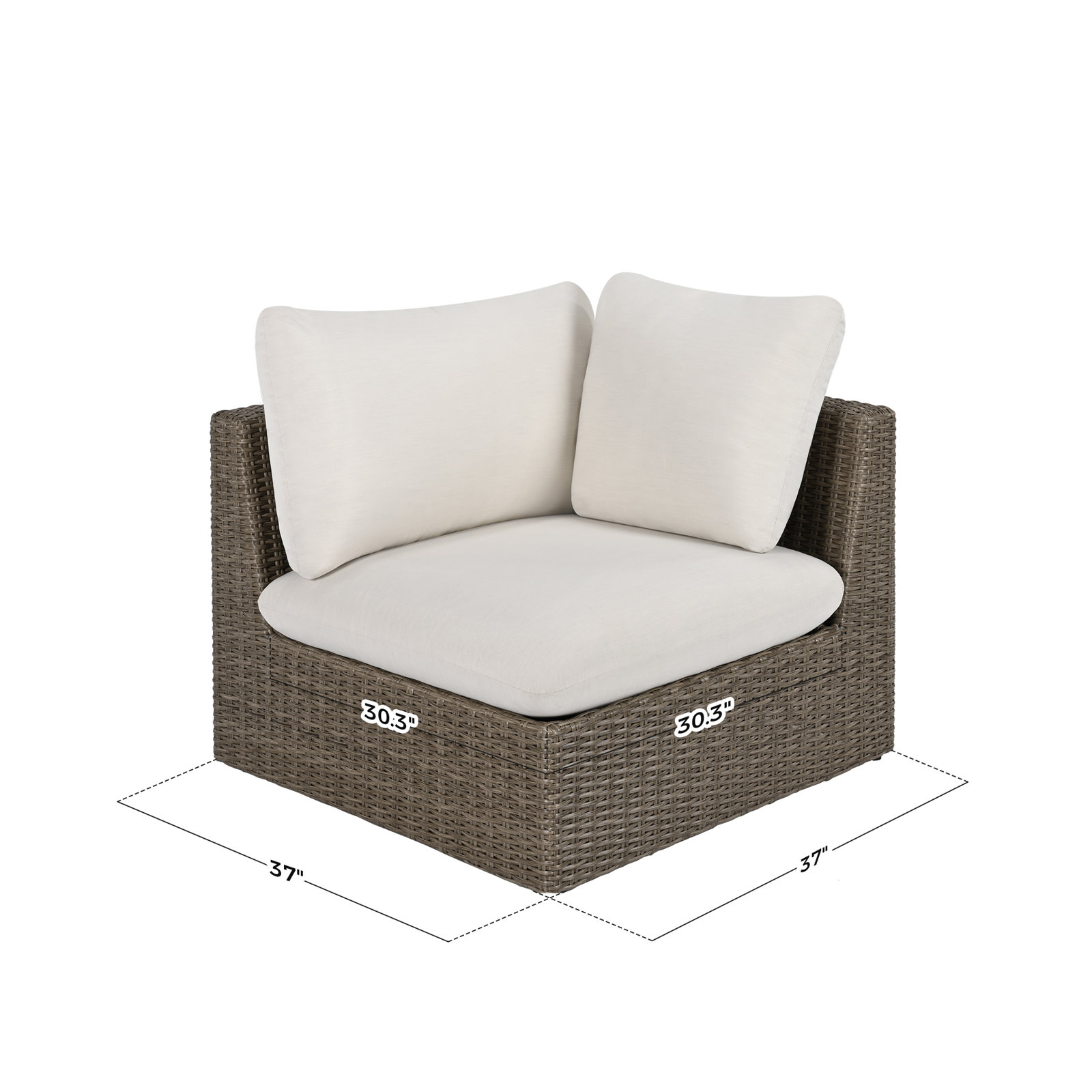Pippa Wicker Outdoor Conversation Set, 7Pcs:Corner Sofa, 4 Armless Sofas, 2 Armchairs
